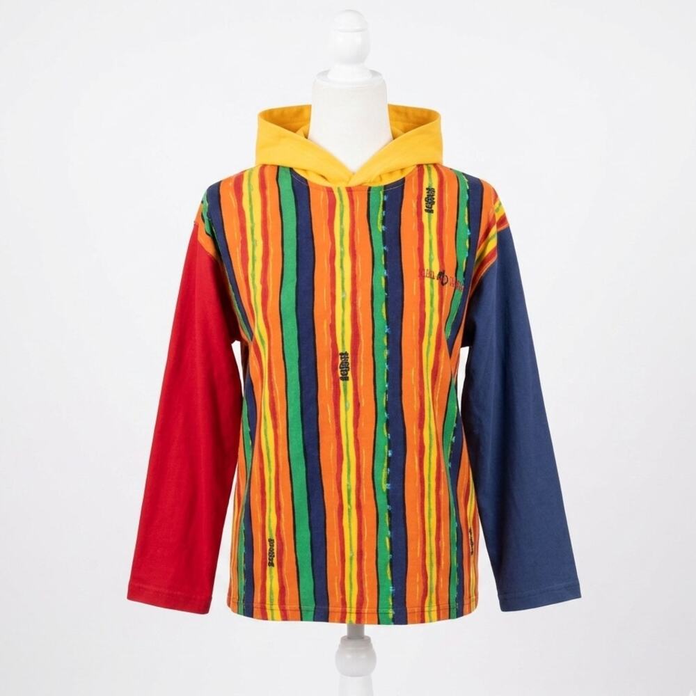 Vintage Black Mountain Rainbow Striped Hoodie | 1990s Made in USA | Men's M